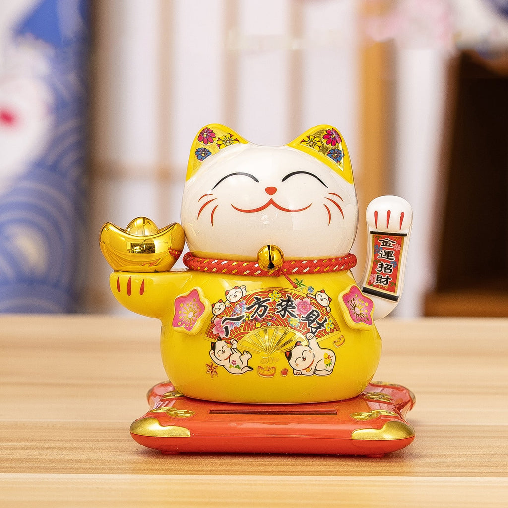 White Ceramic Maneki-neko (Lucky Cat) – Available in Various Colors and Styles