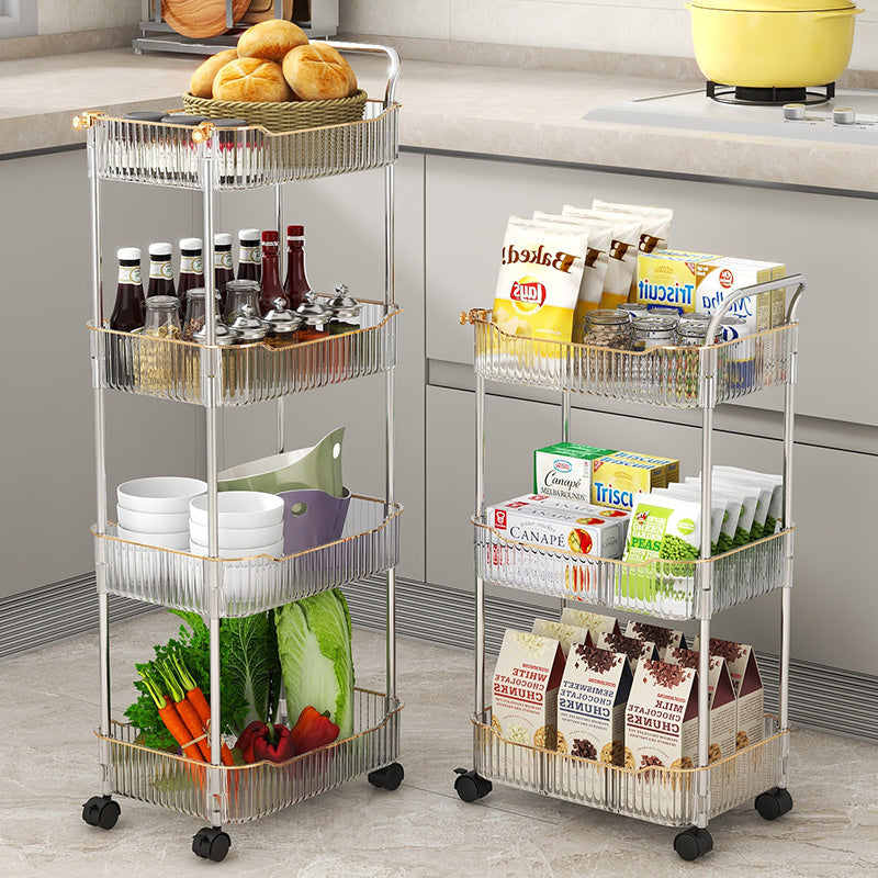 2-4 Tier Trolley Wheel Cart Storage Rack Shelves Kitchen Display Shelf
