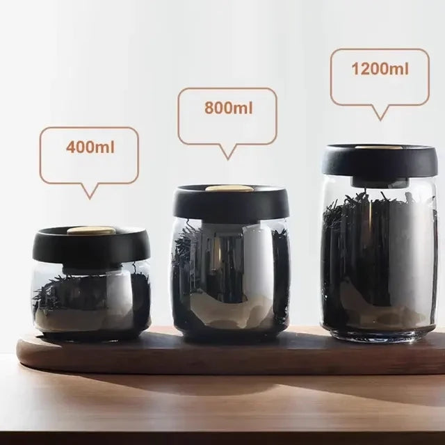 Airtight food storage vacuum borosilicate glass vacuum jar for coffee CBD HEMP Flower