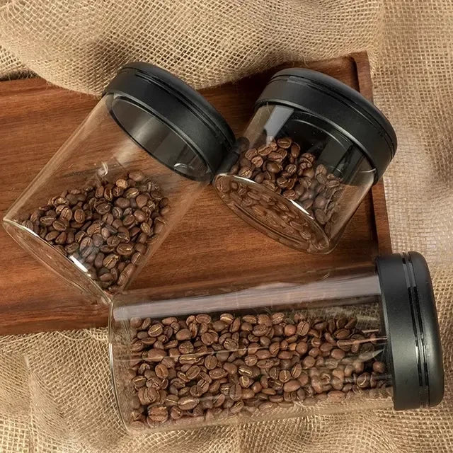 Glass Round Vacuum Canister, Airtight Food Storage Container for Kitchen, Dry Goods, Coffee, Spices