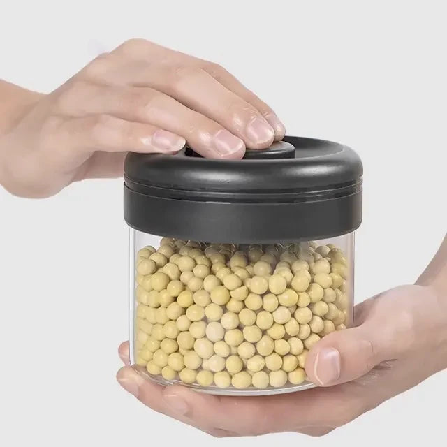 Glass Round Vacuum Canister, Airtight Food Storage Container for Kitchen, Dry Goods, Coffee, Spices