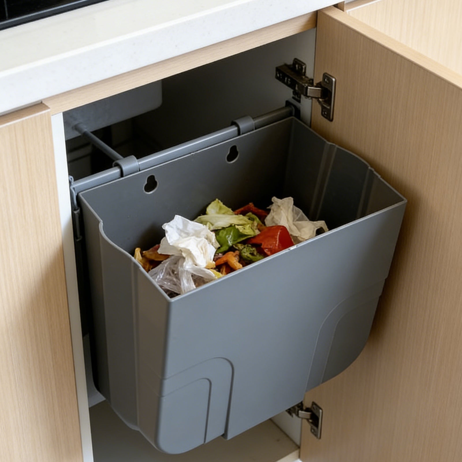 Hanging Trash Can for Cabinet Door