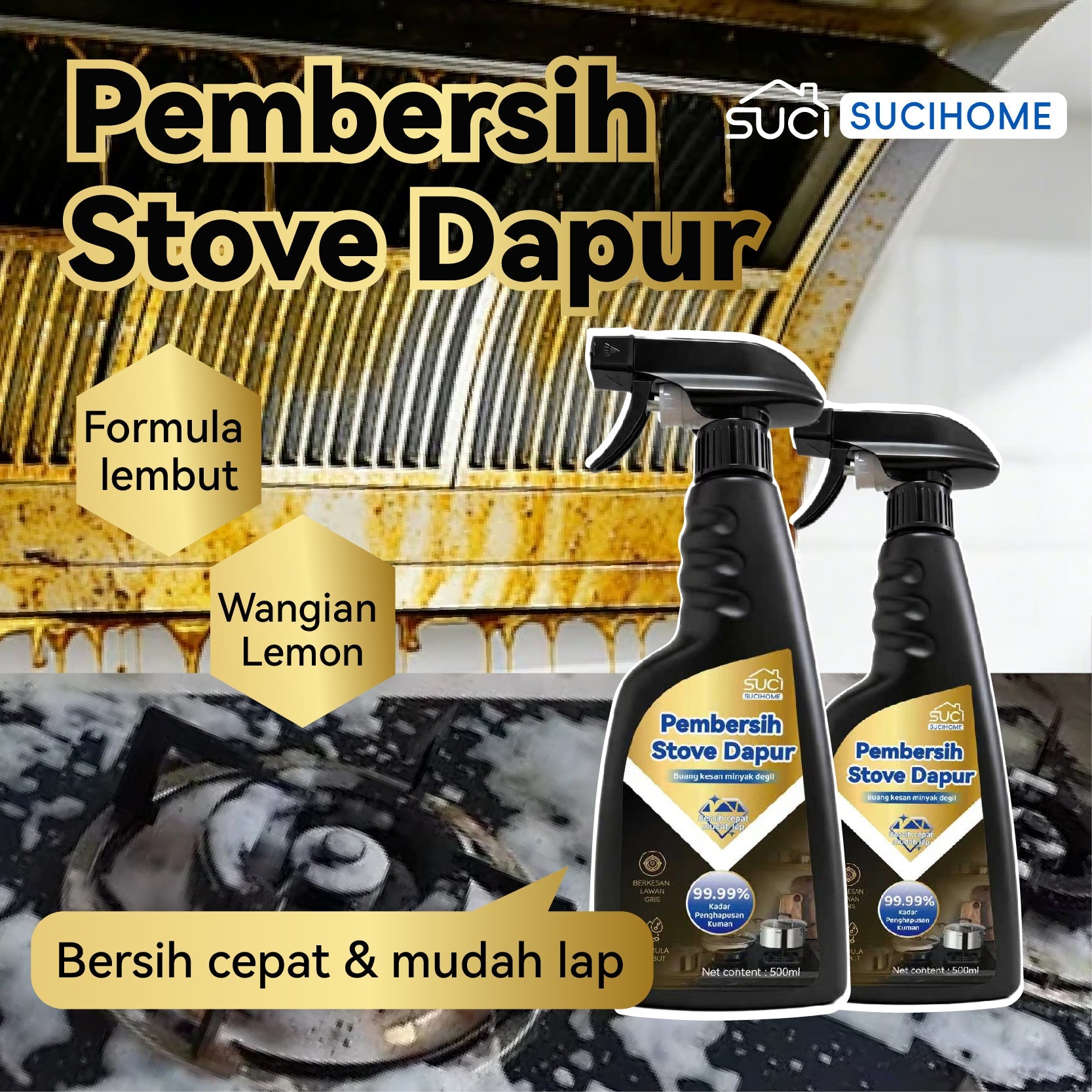 SUCIHOME Heavy Duty Kitchen Stove Cleaner Spray