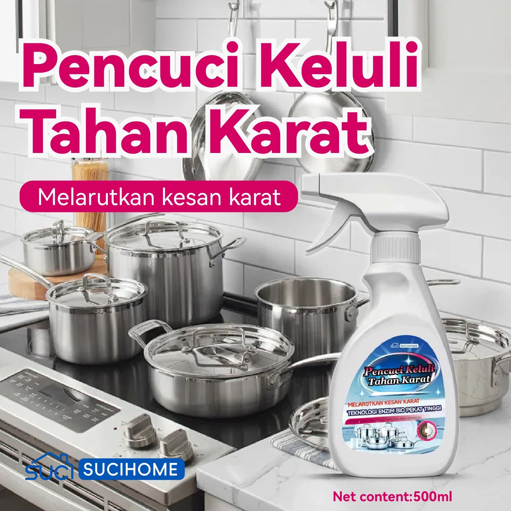 SUCIHOME Heavy Duty Stainless Steel Cleaner Spray