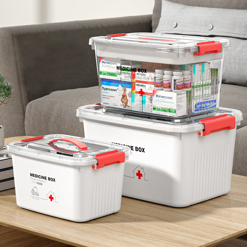 Medicine Box Large Capacity Plastic Transparent Medicine Box Portable