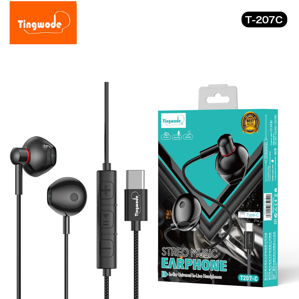 Type-c wired earphones high quality 3.5mm all applicable
