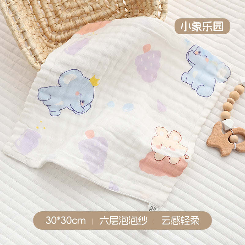High-density pure cotton square seersucker square towel six layers
