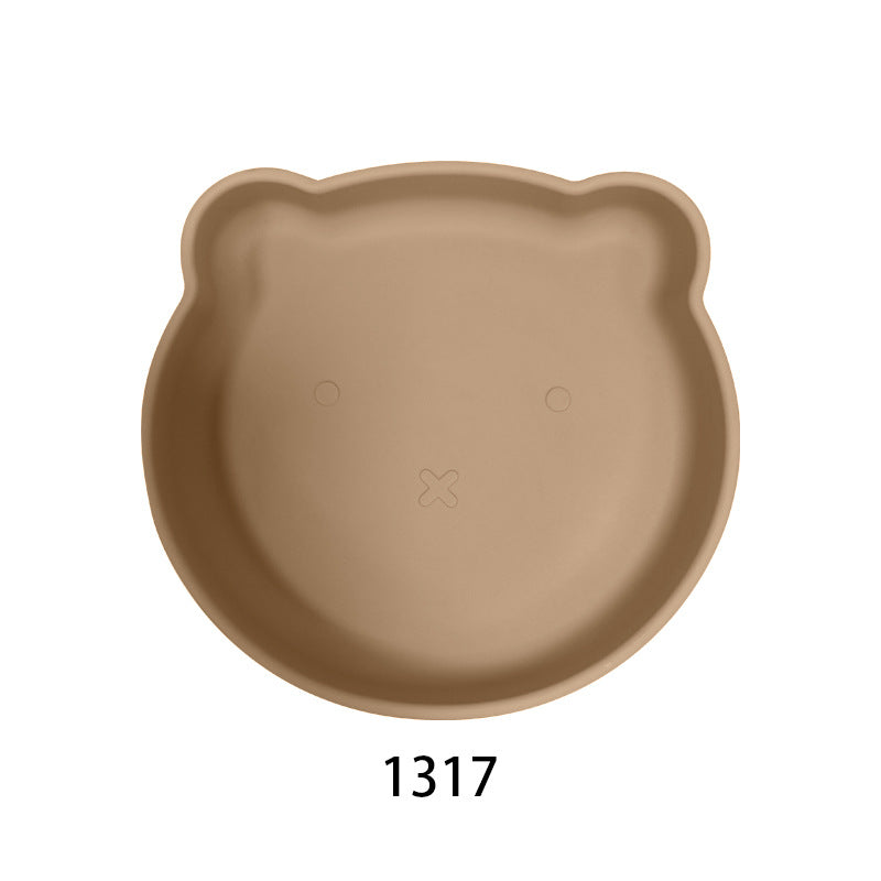 Baby food supplement bear dinner plate food grade silicone anti-drop