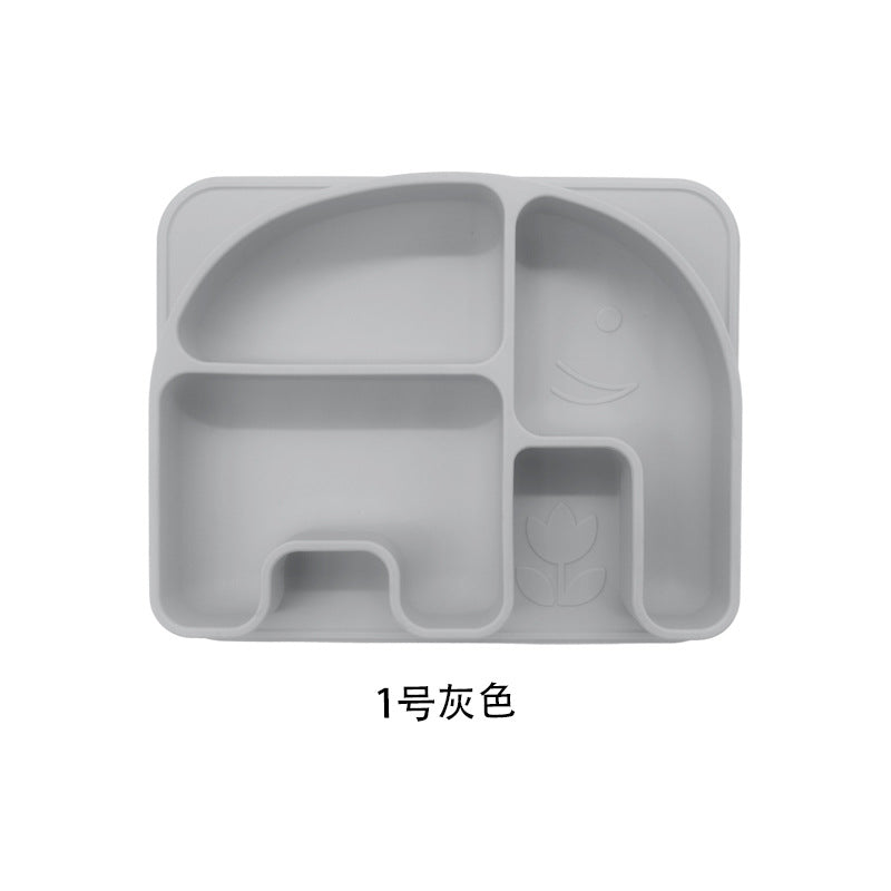 Cartoon children's silicone food supplement plate anti-drop plate