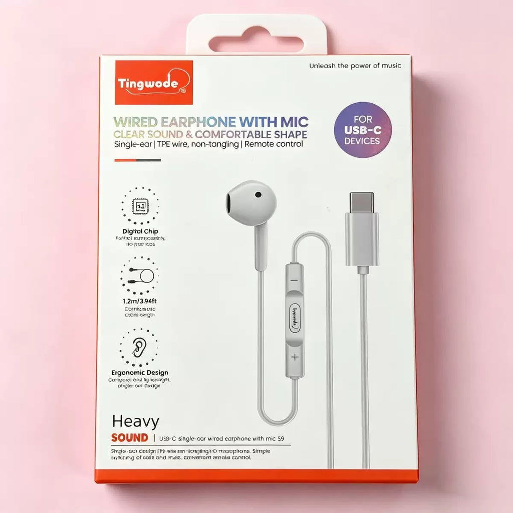 Type-C Wired Headphones High Quality Half-In-Ear
