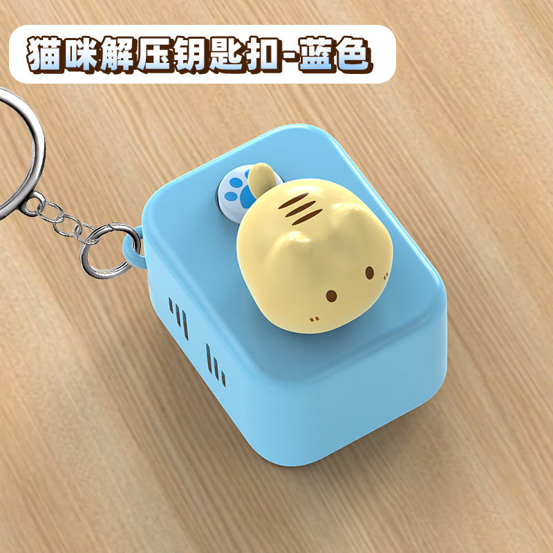 Cross-border new product decompression creative kitten power strip button with music key pendant mini office ornament small toy