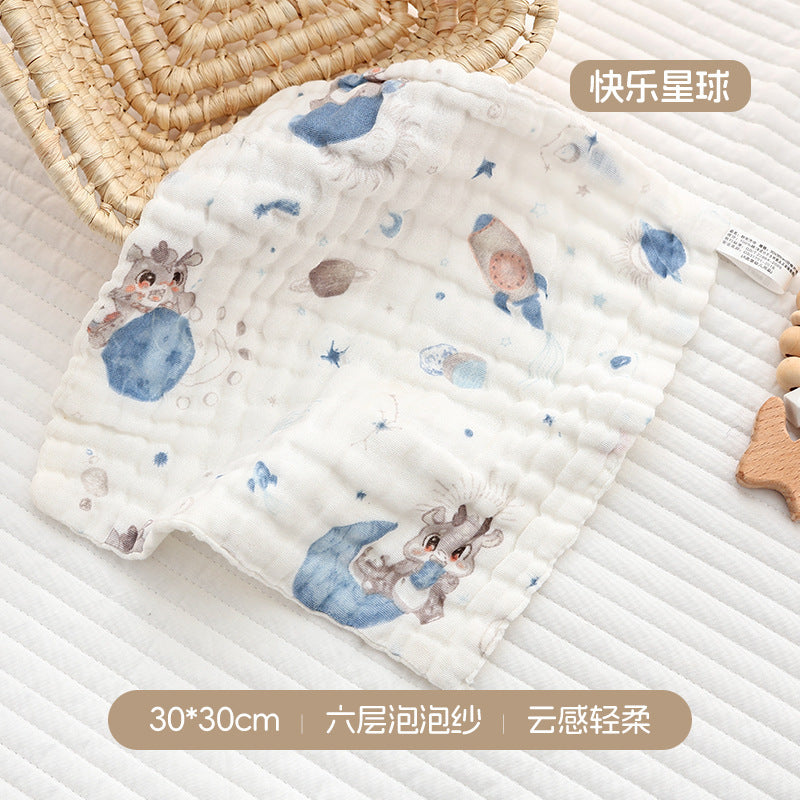 High-density pure cotton square seersucker square towel six layers