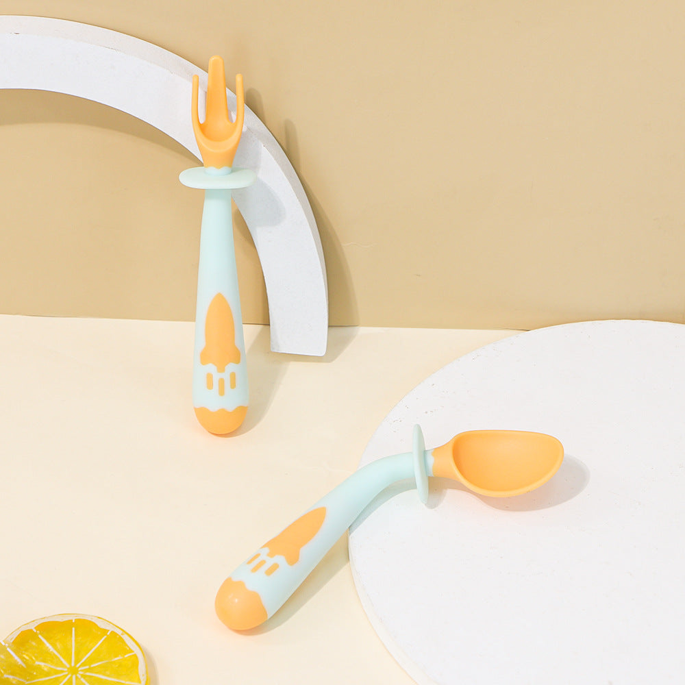 Children's twist fork and spoon set, portable