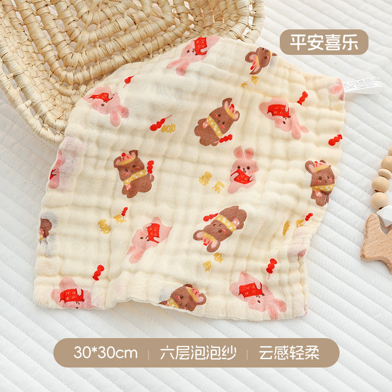 High-density pure cotton square seersucker square towel six layers