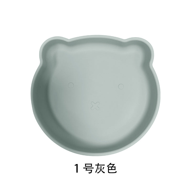 Baby food supplement bear dinner plate food grade silicone anti-drop