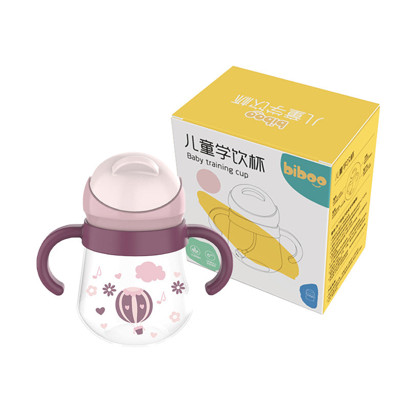 Children's handle learning cup, infant straw cup