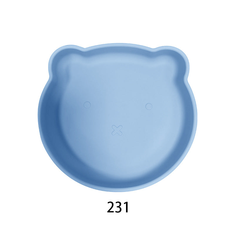 Baby food supplement bear dinner plate food grade silicone anti-drop