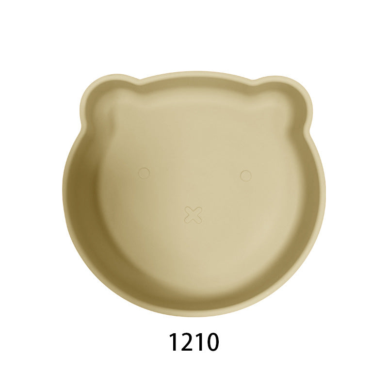 Baby food supplement bear dinner plate food grade silicone anti-drop