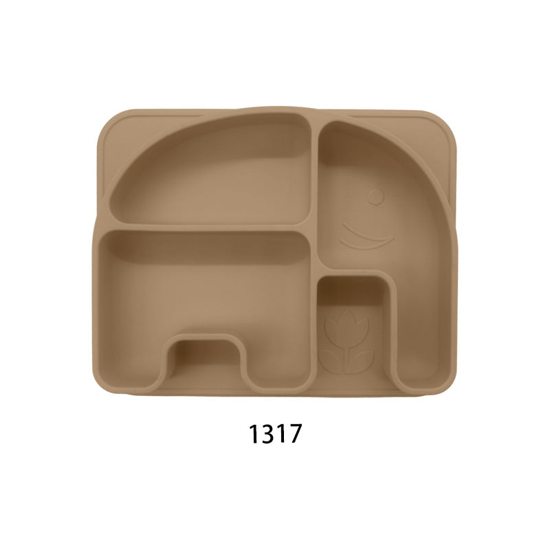 Cartoon children's silicone food supplement plate anti-drop plate