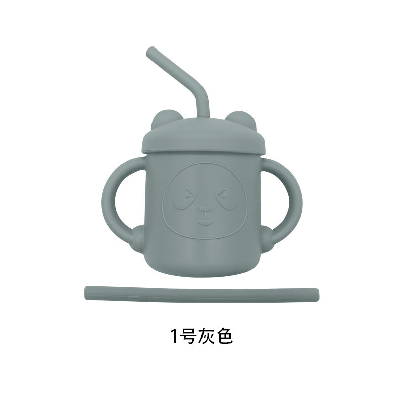 Mother and baby bear cup, children's silicone learning drinking cup