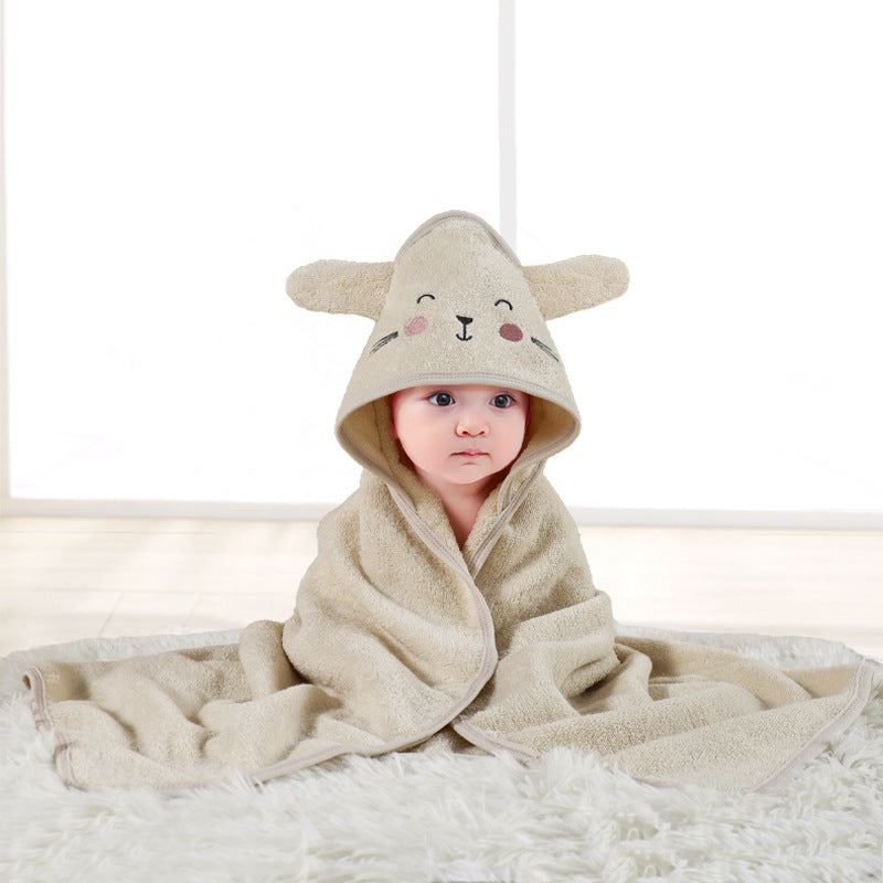 Baby bath towel cotton 32 strands no hair shedding cape with hat