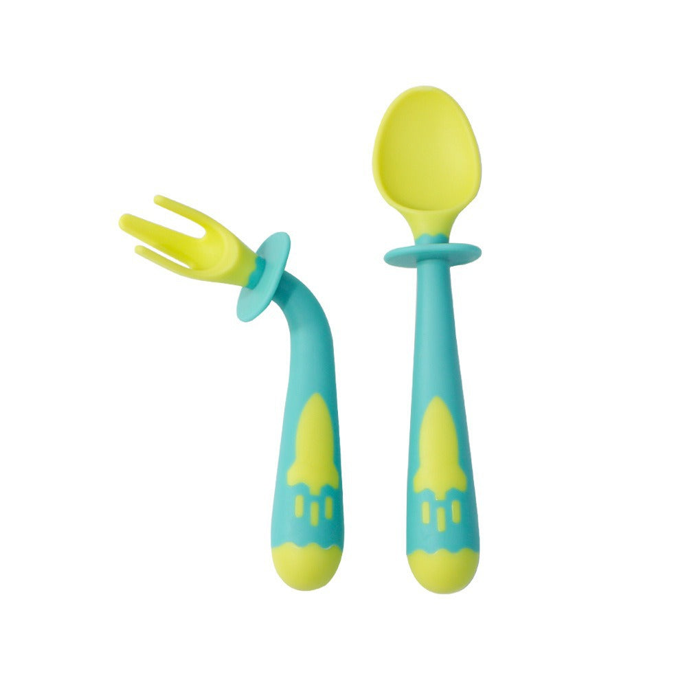 Children's twist fork and spoon set, portable