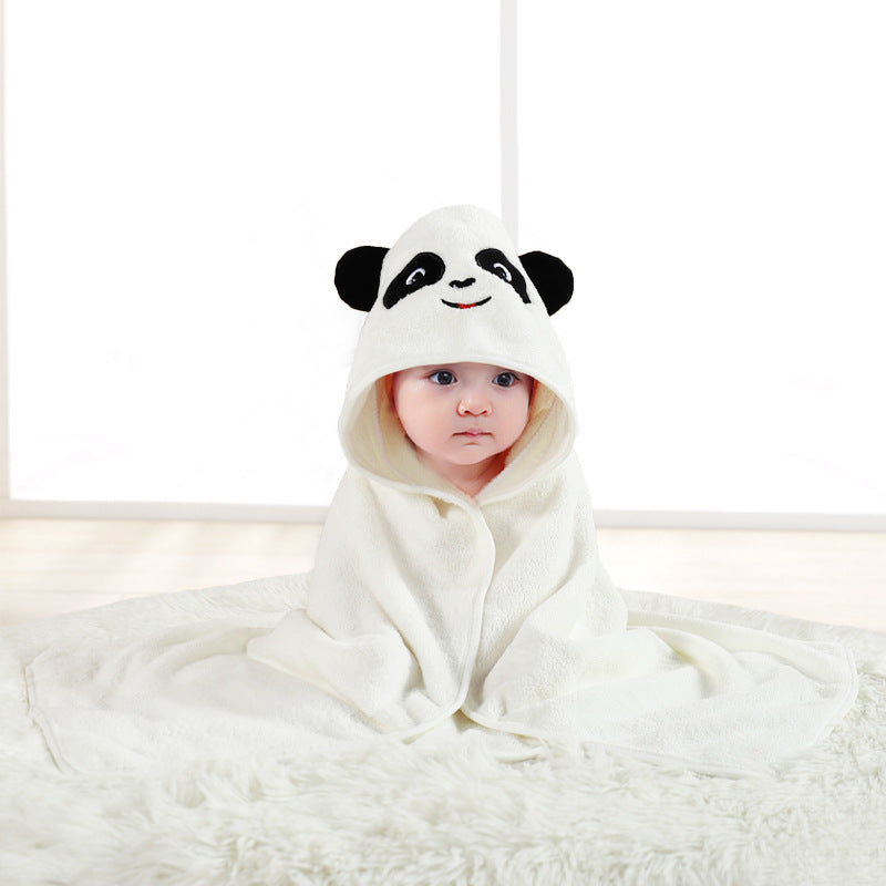 Baby cuddled in coral fleece cape