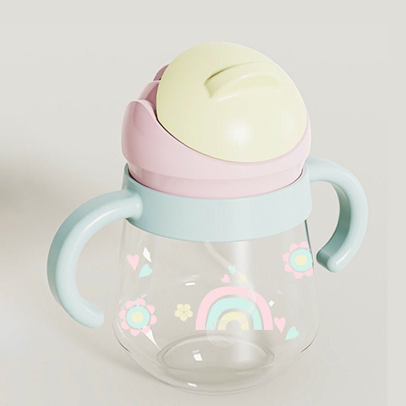 Children's handle learning cup, infant straw cup