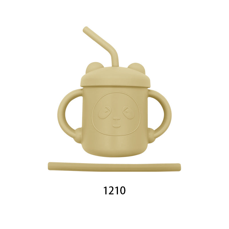 Mother and baby bear cup, children's silicone learning drinking cup