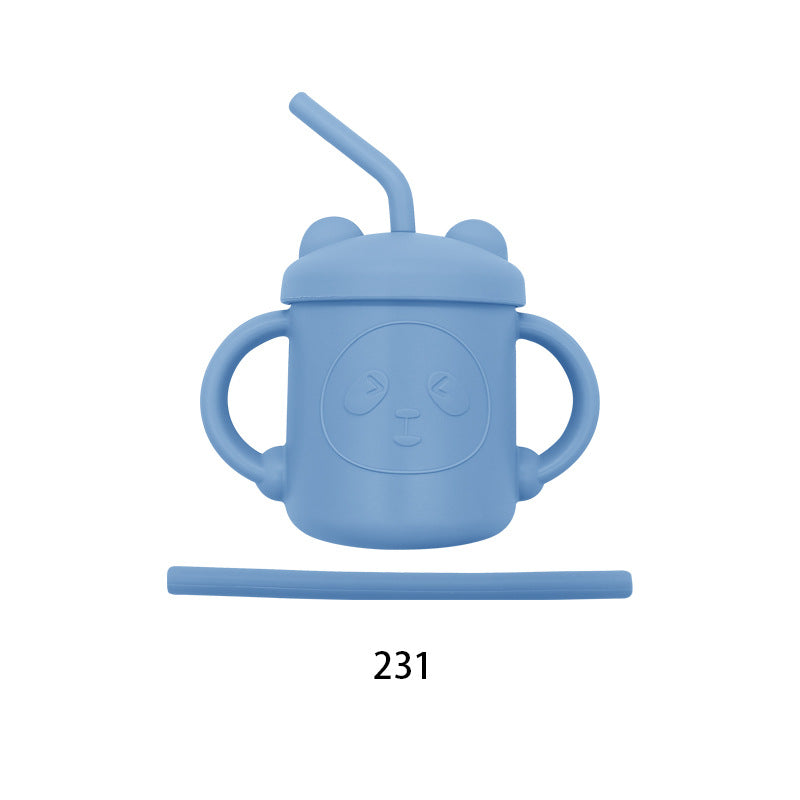 Mother and baby bear cup, children's silicone learning drinking cup