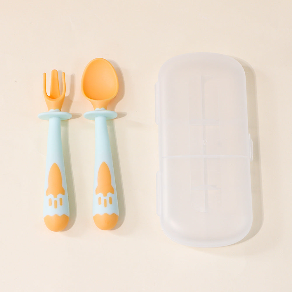 Children's twist fork and spoon set, portable