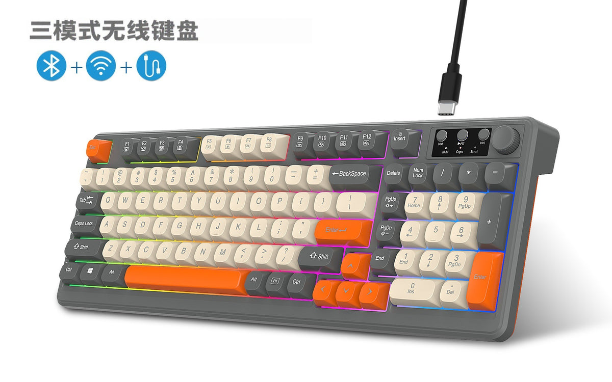 98 key three-mode keyboard wireless bluetooth mechanical feel