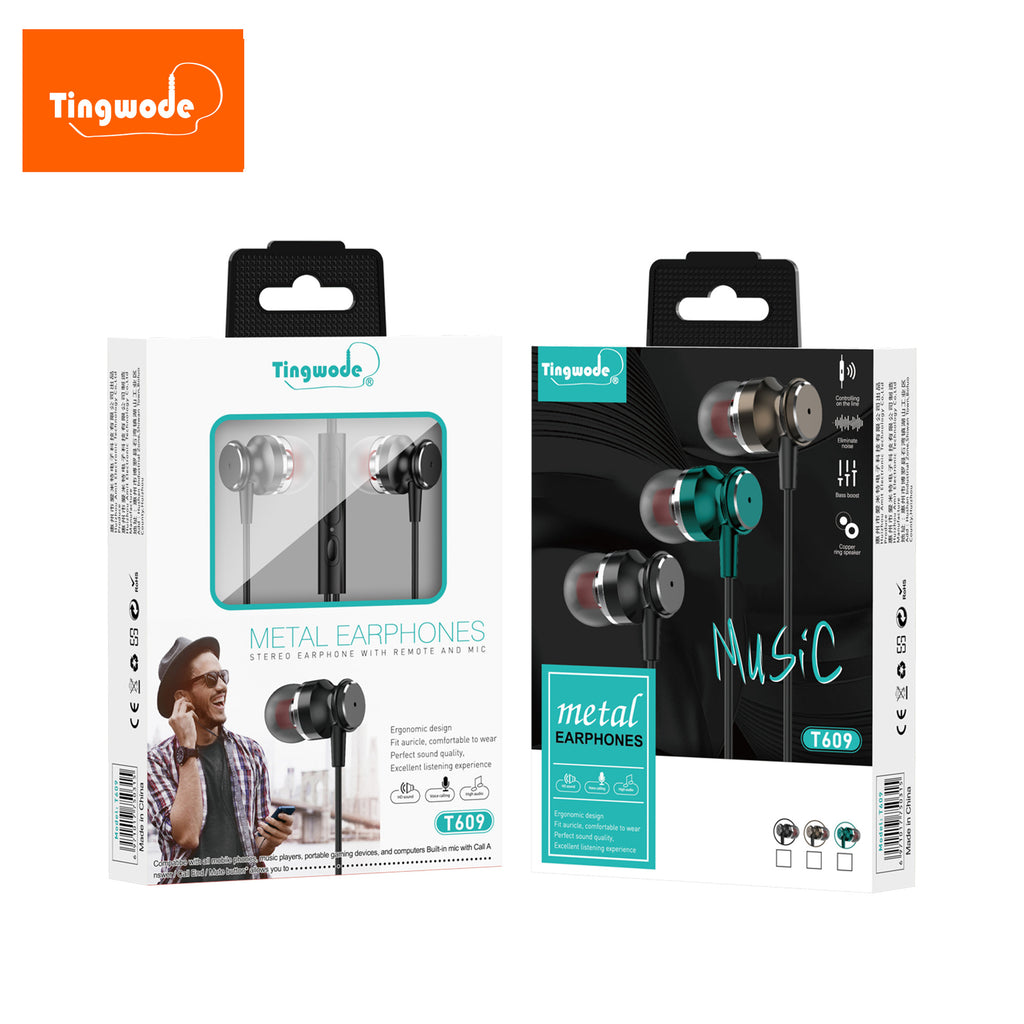 High-quality wired earphones 3.5mm with earplugs for noise reduction
