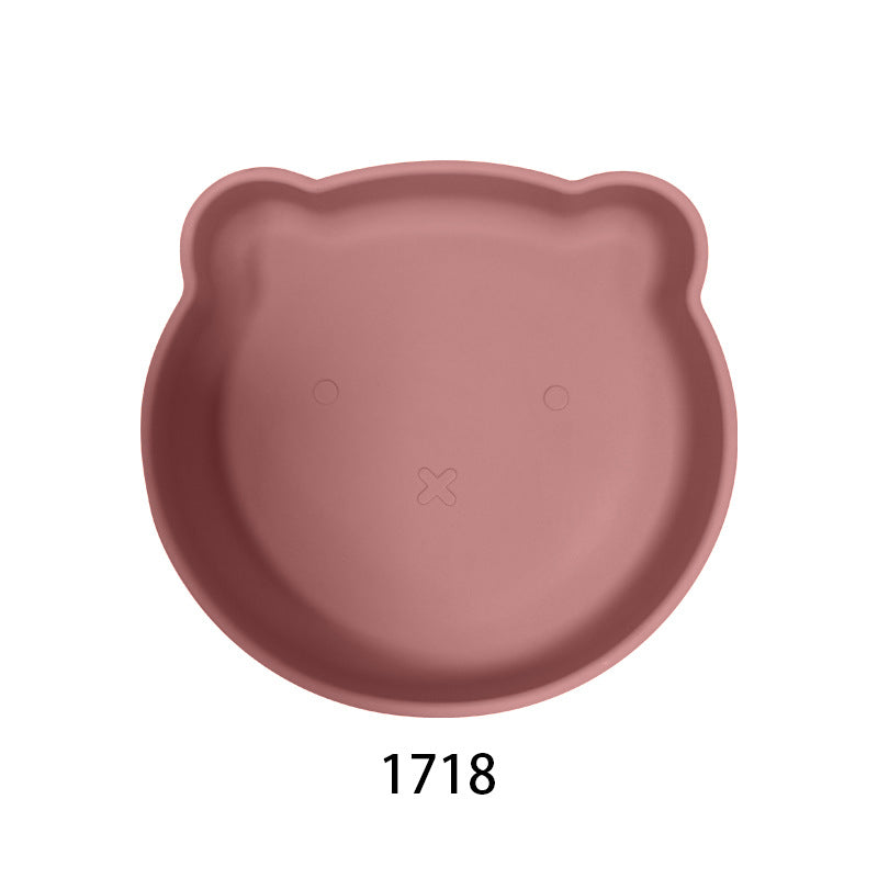 Baby food supplement bear dinner plate food grade silicone anti-drop