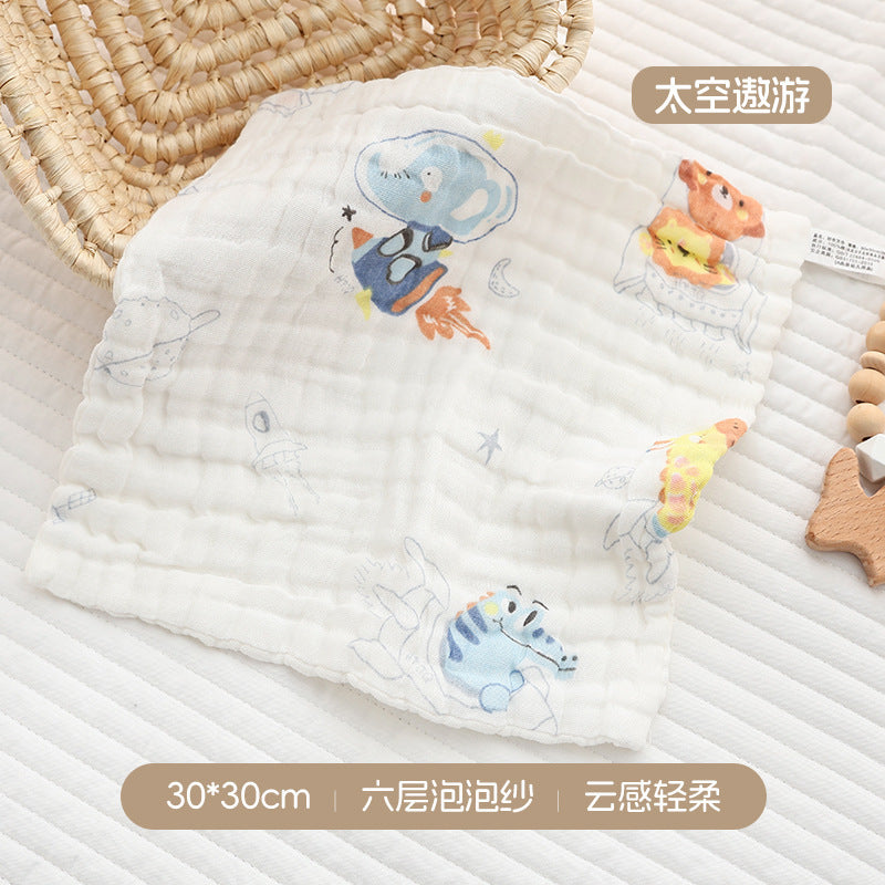 High-density pure cotton square seersucker square towel six layers