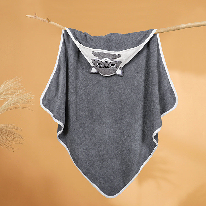 Baby bath towel cotton 32 strands no hair shedding cape with hat