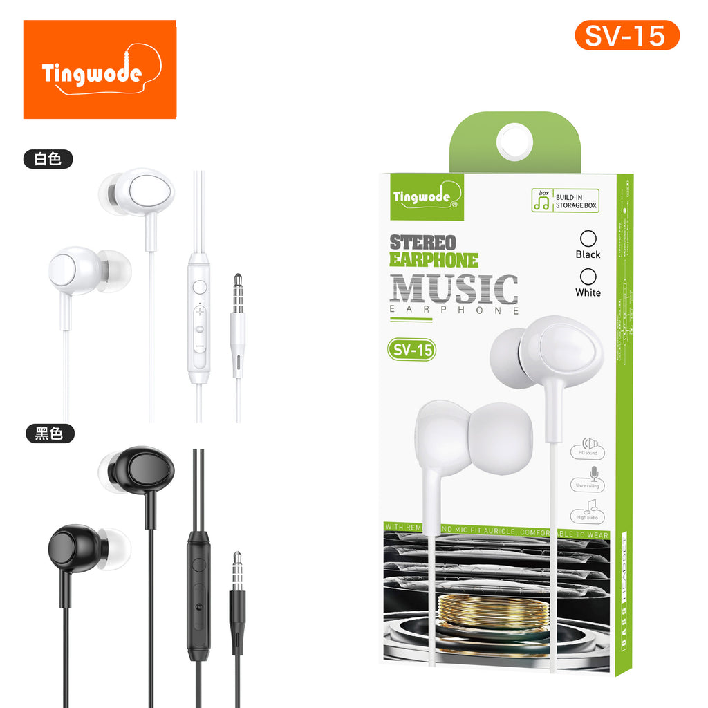 High-quality wired earphones 3.5mm with earplugs for noise reduction