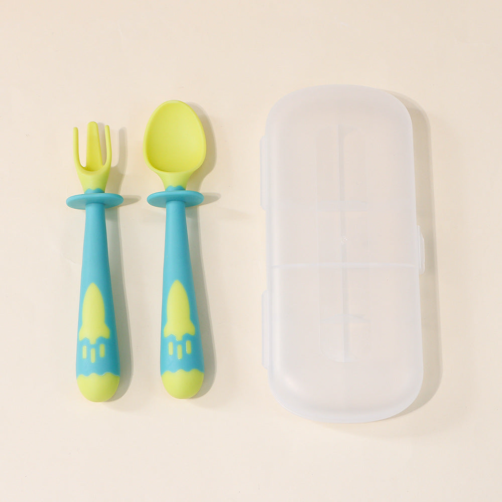 Children's twist fork and spoon set, portable