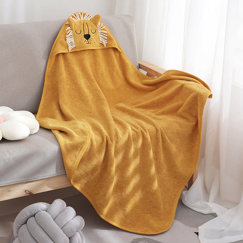 Baby bath towel cotton 32 strands no hair shedding cape with hat