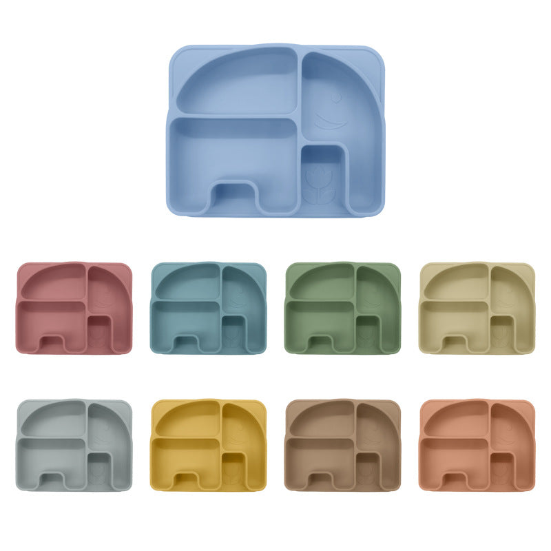 Cartoon children's silicone food supplement plate anti-drop plate