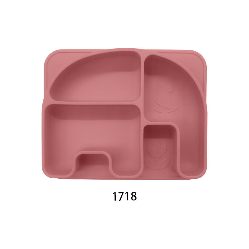 Cartoon children's silicone food supplement plate anti-drop plate