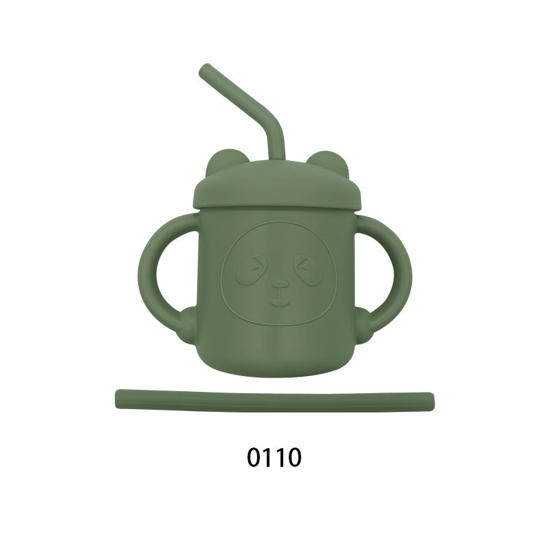 Mother and baby bear cup, children's silicone learning drinking cup