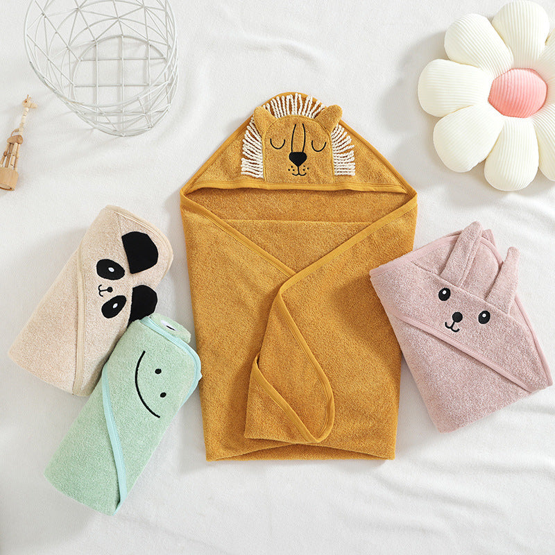 Baby bath towel cotton 32 strands no hair shedding cape with hat