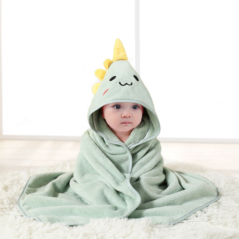 Baby cuddled in coral fleece cape