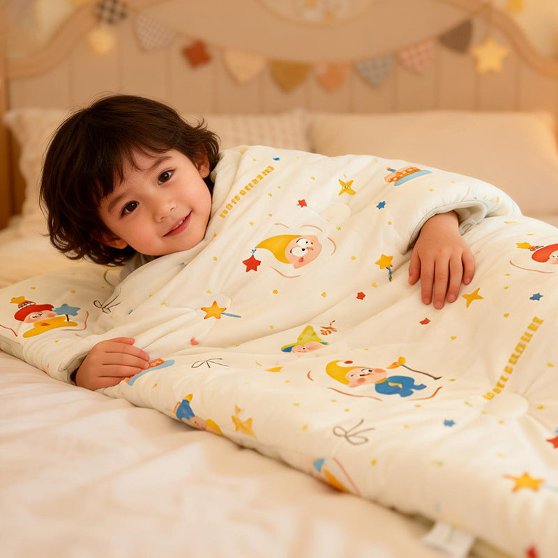 Children's sleeping bag anti-kick quilt thickened integrated