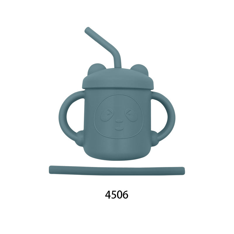 Mother and baby bear cup, children's silicone learning drinking cup