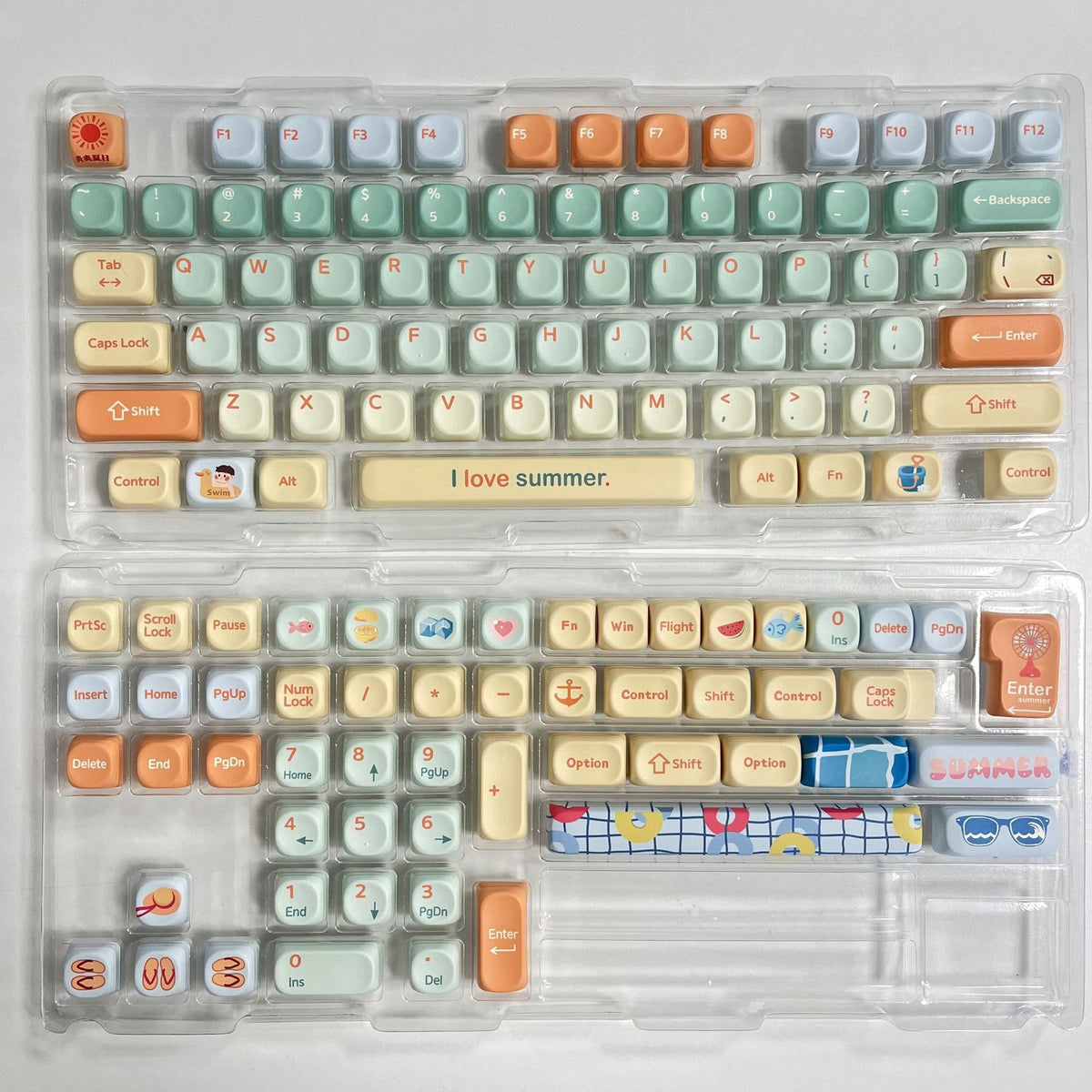 Summer theme keycaps pbt sublimation moa keycaps