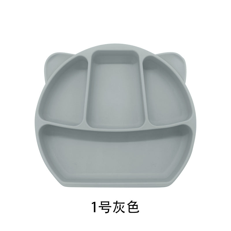 Baby smiley face silicone grid plate portable integrated