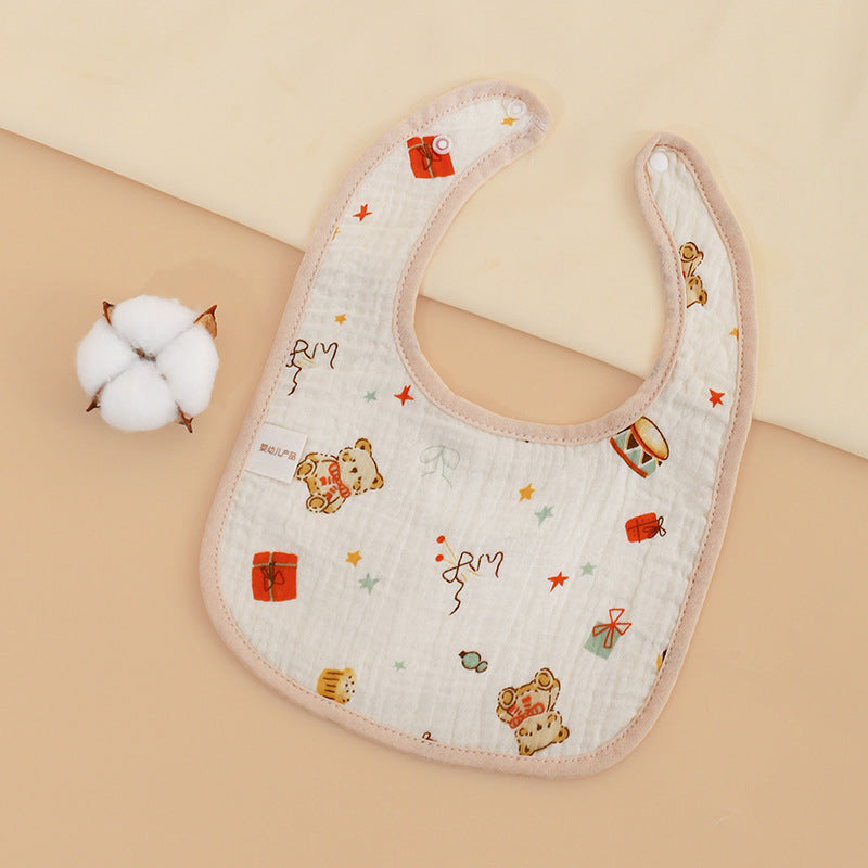 Six-layer cotton gauze baby saliva towel