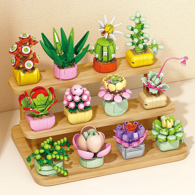 Building block succulent handmade flowers potted small particles